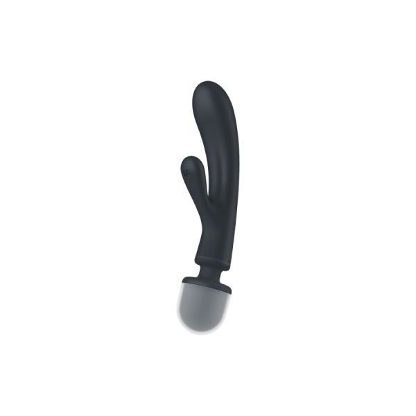 2 en 1 Vibromasseur rabbit et wand noir USB Triple Lover Satisfyer 